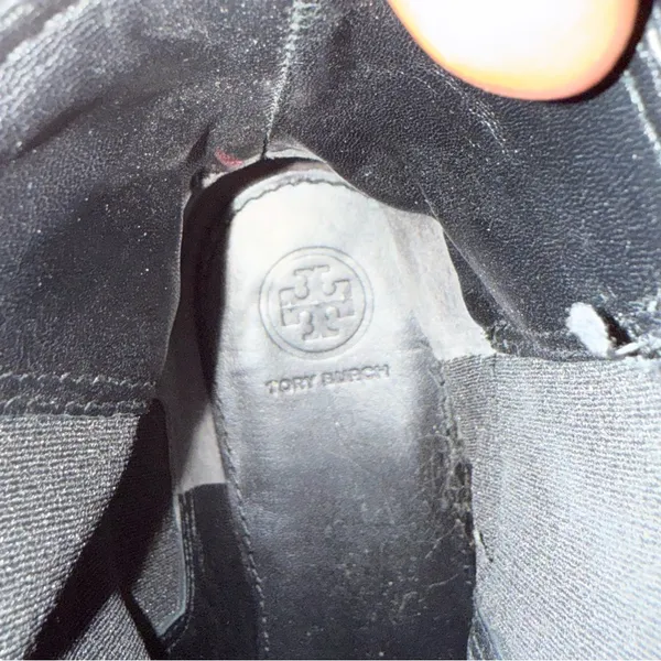 Tory Burch Wyatt Mid-Calf‎ Leather Booties Black size 10 - Image 9