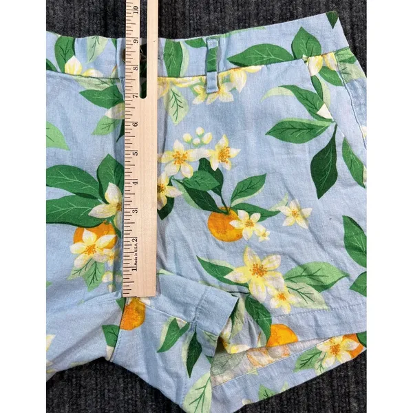 OLD NAVY Everyday Short Women 6 Blue Botanical Linen Blend‎ Tropical Citrus - Image 7