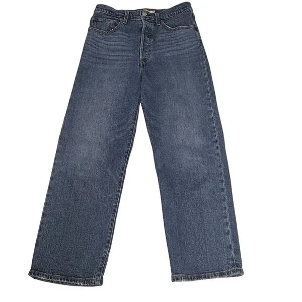 Levi’s Ribcage Straight Ankle Button Fly Jeans Medium Blue Wash 30 - Image 6