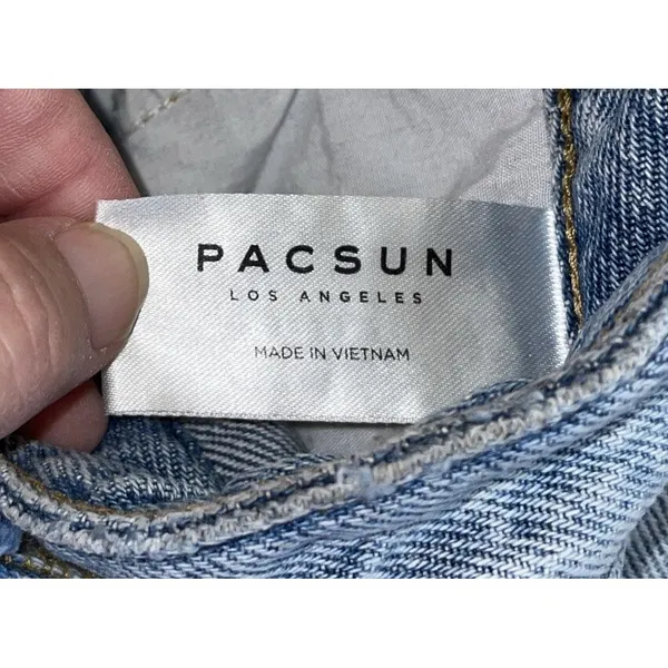 PacSun Women 25 90's Boyfriend Jeans Light Wash Thrashed Ripped High Rise Grunge - Image 10