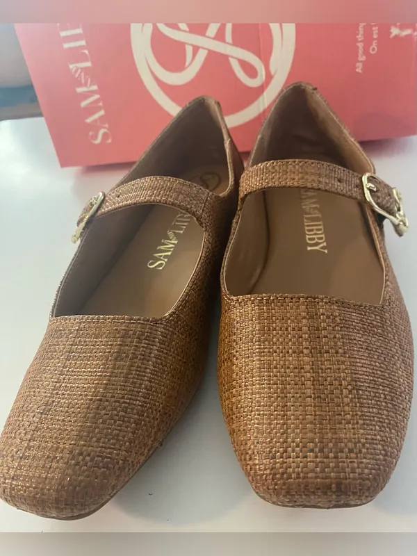 NWT Sam & Libby Women’s Fredi Tan Textured Mary Jane Flats with Buckle - Image 16
