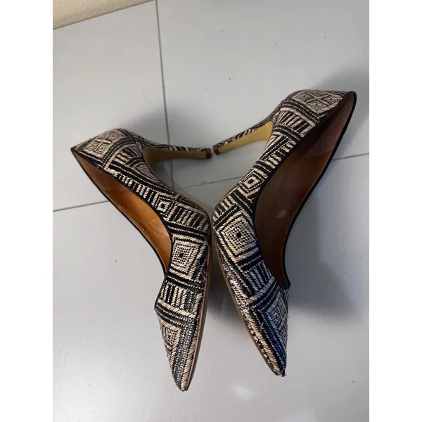 J Crew Raffia Geometric Pointed‎ Toe Heels Women 8.5 Woven Stiletto Minimalist - Image 5
