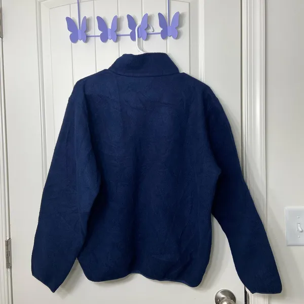 Vintage L.L. Bean outdoors‎ Adult navy soft fleece quarter zip jacket medium - Image 5