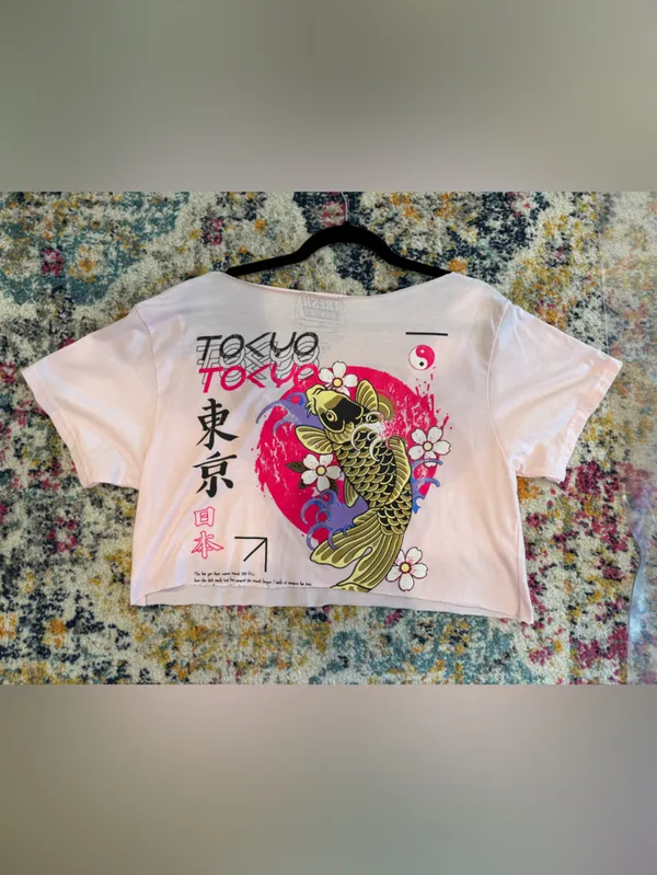 t/o White Tee with Pink Tokyo Graphic and Black Text - Image 5