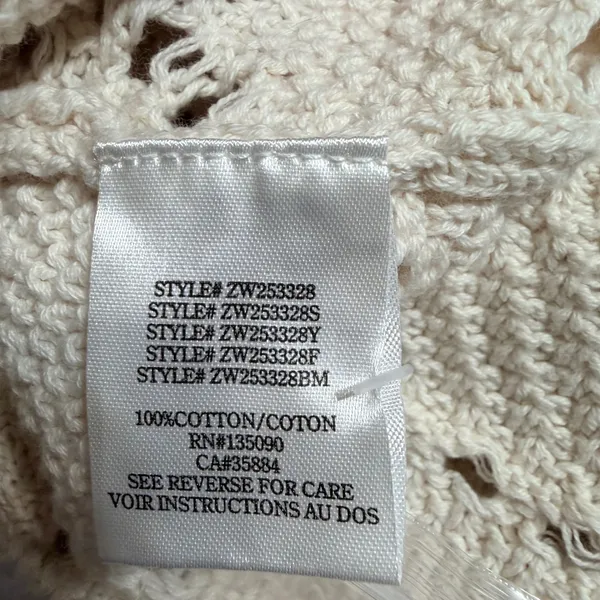 Z Supply Cream Pointelle Geometric Knit Button Cardigan Sweater ZW253328 Large - Image 7