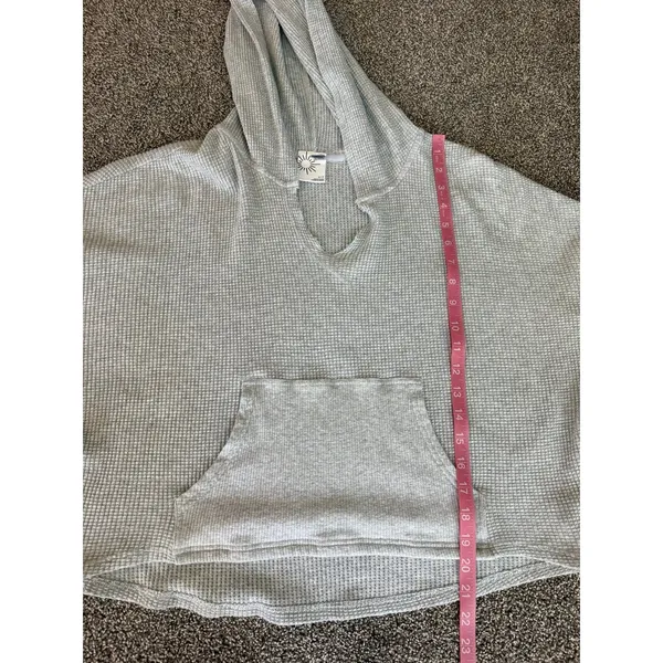 Offline by Aerie Gray Waffle Knit Cropped Hoodie Small Cozy Lounge Top - Image 8