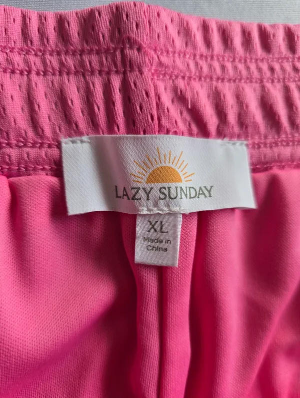 Lazy sundays Pink Athletic Mesh Shorts with Red Contrast Side Panels Size XL - Image 6