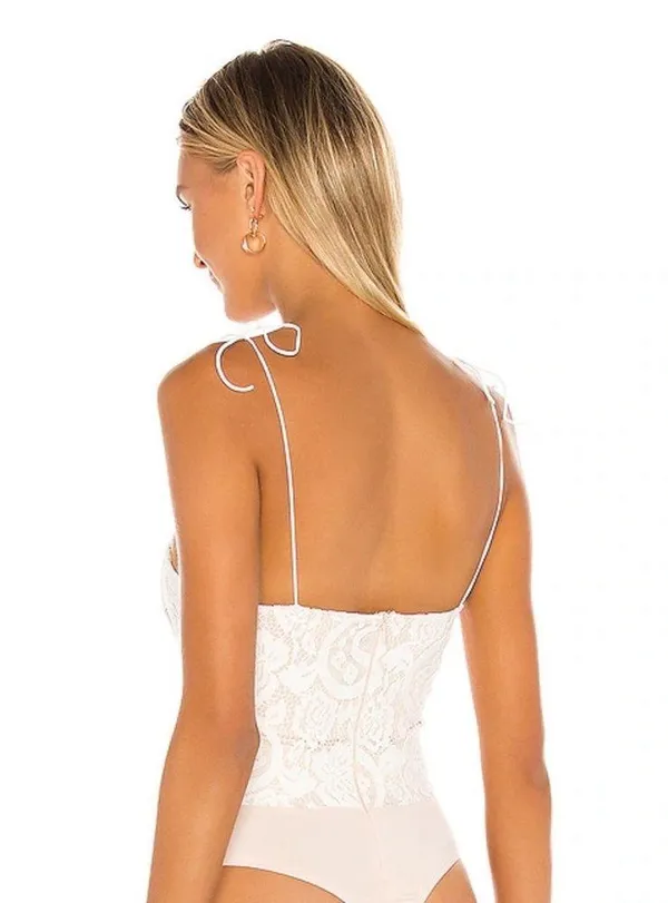 REVOLVE x Superdown Stasia Lace Bodysuit in White & Nude - Image 2