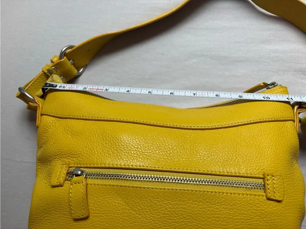 Danier Yellow Genuine Pebbled Leather Hobo Shoulder Bag Silver Hardware - Image 13