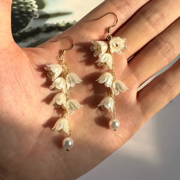 Flower Dangle Drop Earrings for Women Gold - Image 6