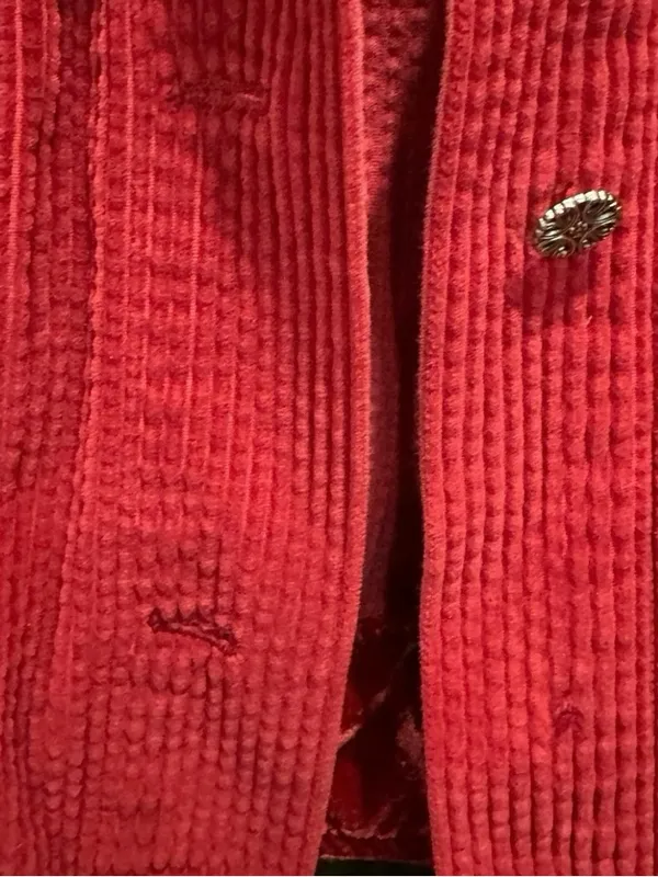 J.Jill Red Corduroy Trucker Jacket Velvet Trim Y2K Boho Small - Image 8