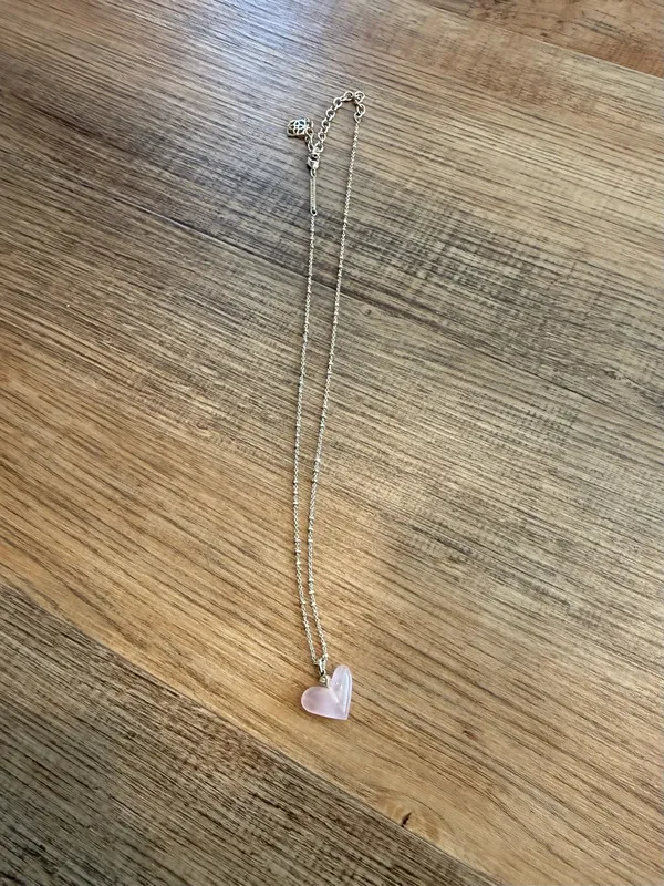 Kendra Scott Poppy Heart Necklace Rose Quartz Pink Gold Retired - Image 6