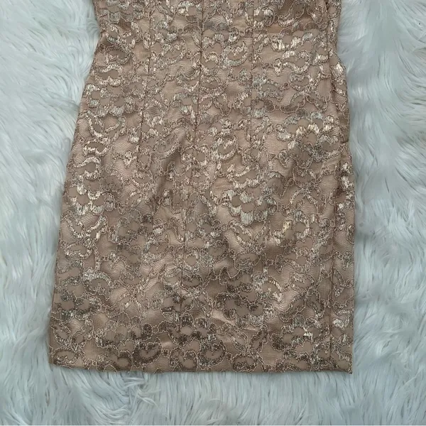 Kameez Womens Mini Halter Dress Gold Glitter Lace Faux Wrap Skirt Lined Zip Back - Image 7