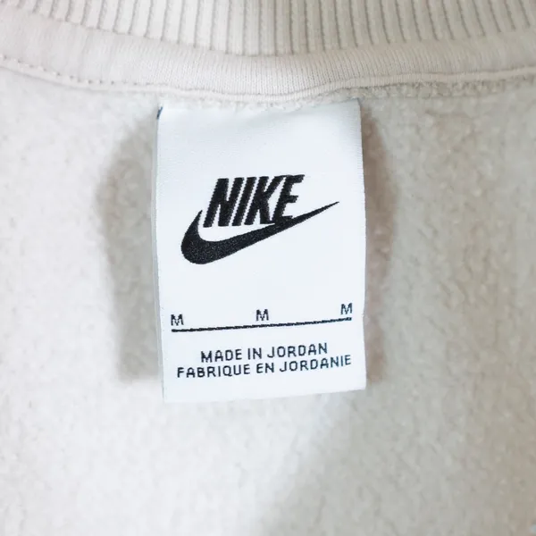 Nike Women's Cotton Fleece Lined Quarter Zip Pullover Sweater Neutral Ivory M - Image 2
