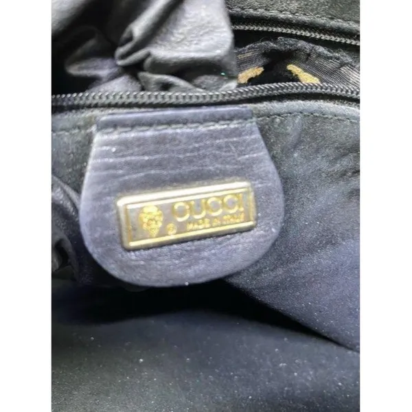 gucci vintage shoulder black leather cross body ba - Image 7