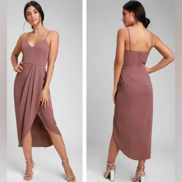 Lulus Reinette Mauve Purple Corset Slip Wrap Midi Dress Size XS - Image 2