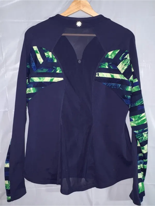 Athleta‎ Full Tilt Jacket Womens Lg Navy Blue Mesh Panels Yoga Workout Full Zip - Image 3
