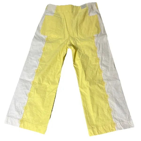 Anthropologie Maeve The Colette Cropped Wide Leg Pant Yellow Linen Size 34 NEW - Image 9