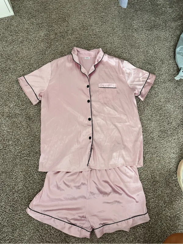 Amazon Women's Satin Short Pajama Set - Pink - Image 3