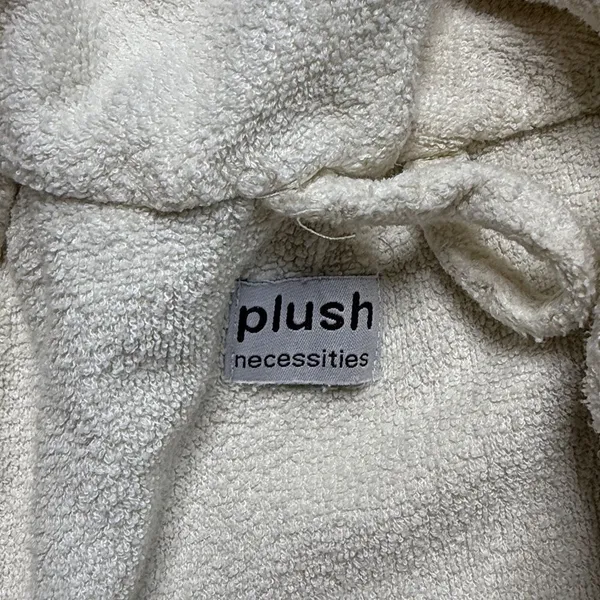 Unisex Plush Necessities Terry Cloth Full Length Robe One Size Cream Off White - Image 2