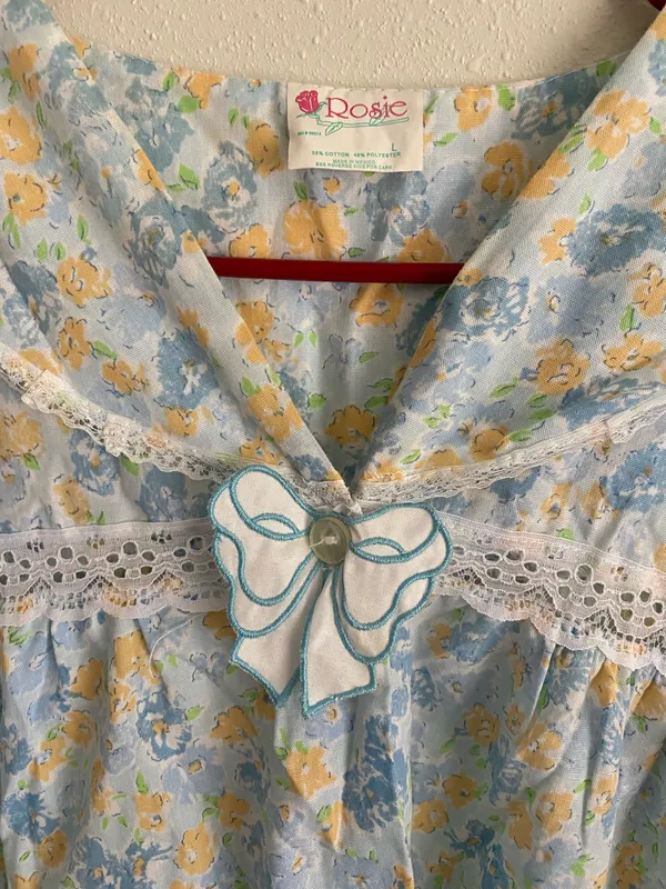 Rosie Size L Button Down Nightgown Blue Size L - Image 3