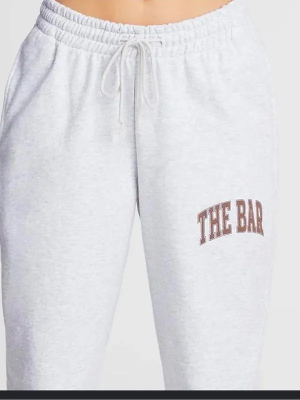 The Bar Women's Light Gray‎ Sweatpants Maroon Logo Size Small - Image 2