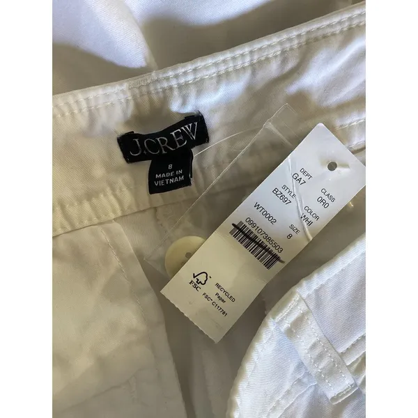 J. Crew Womens White Pleated Button Front in Chino 8 $98 Nautical Sailor - Image 5