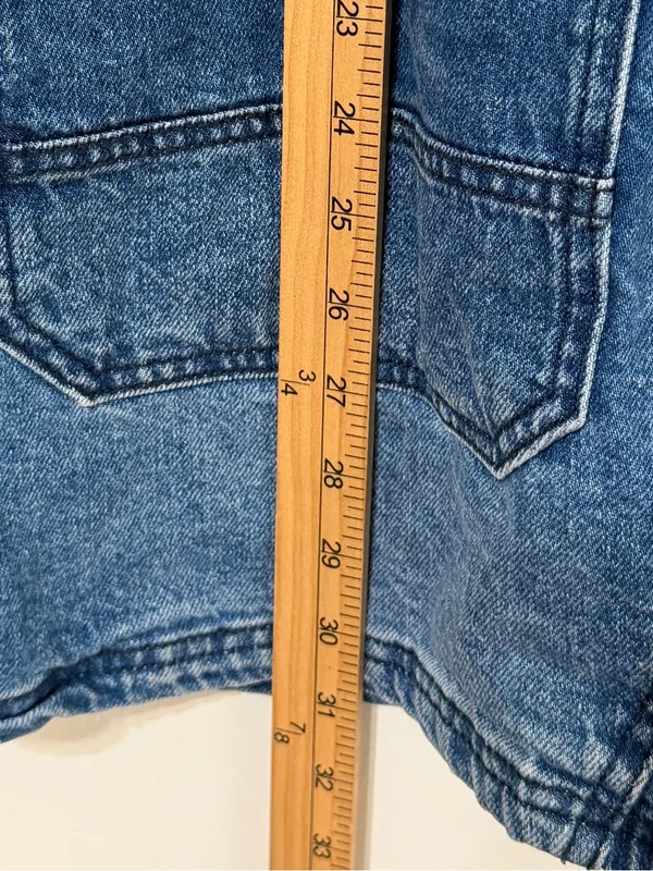 Free People We The Free Overall Smock Mini Dress Size Medium Denim - Image 9