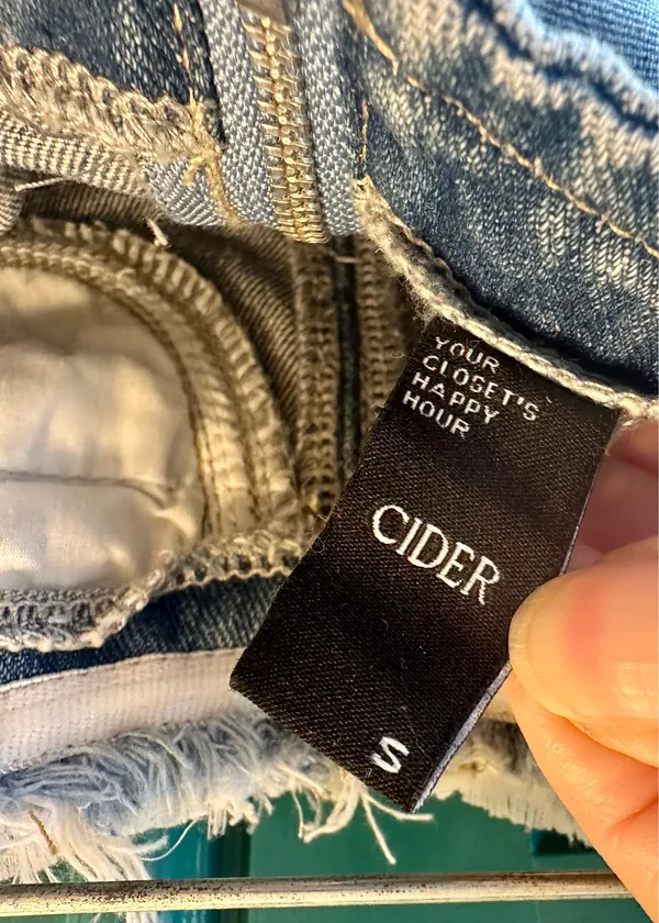 Cider Denim Corset Dress Strapless Asymmetrical Raw Hem Festival Y2K Mini Small - Image 8