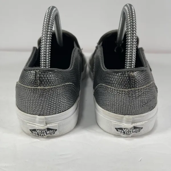 Vans Classic Slip-On Metallic Silver Snake Skin Pebble Texture Women's Size 7.5 - Image 5
