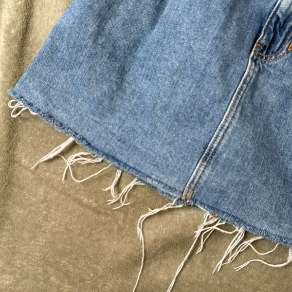 Free People We The Free Blue Denim Mini Skirt Pleated Raw Hem Size 27‎ BOHO - Image 4