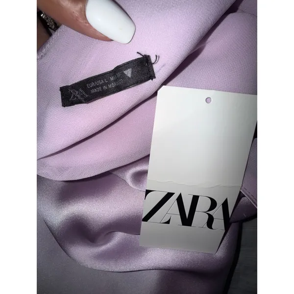 Zara NWT Lavender Satin Open Back Maxi Slip Dress V-Neck L Fairycore Romantic - Image 6