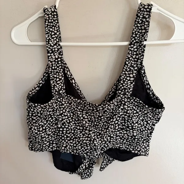 Abercrombie‎ & Fitch Womens Pebble Print Tie Front Crop Top Black White XS NWT - Image 9