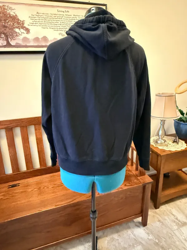 Old Navy Women’s Black Fleece Pullover Hoodie S Cotton Blend Drawstring - Image 3