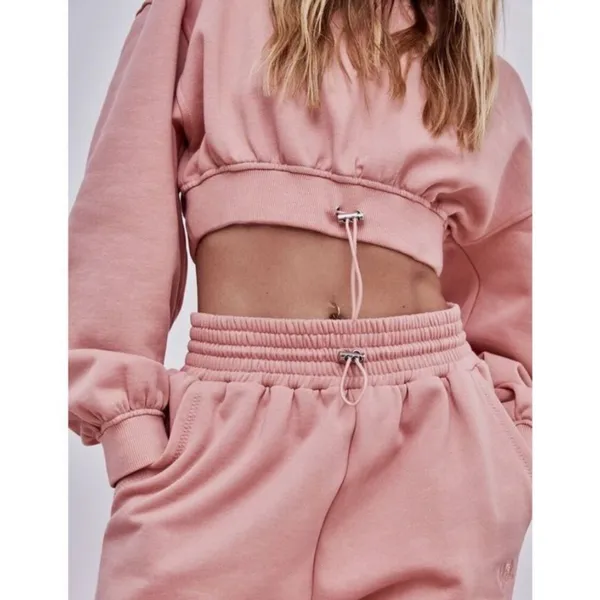 For Love and Lemons X Victoria Secret Josie Cropped Hoodie Sweatshirt Pink S - Image 4