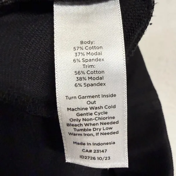 Talbots S Black Ribbed Trim Wide Leg Cropped Lounge Yoga Pants Relaxed Workout - Image 7