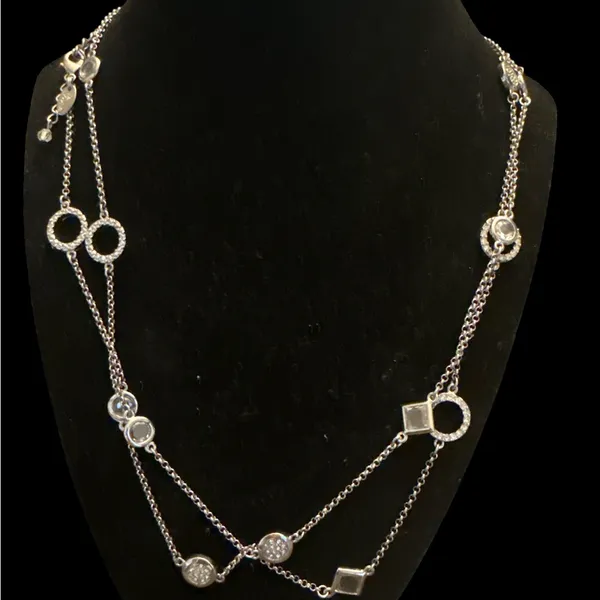 LIA SOPHIA Delicate Silver Station Necklace - 24”Long Layering Chain - Image 3