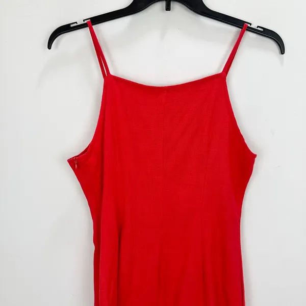 Lulus Chic Objective Red Button Front Mini Dress Linen Rayon Blend Medium NWT - Image 9