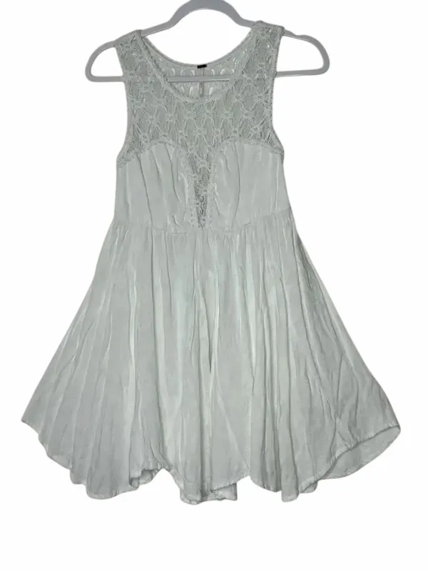 Free People White Crochet Lace Fit & Flare Boho Dress M Cottagecore Fairy - Image 5
