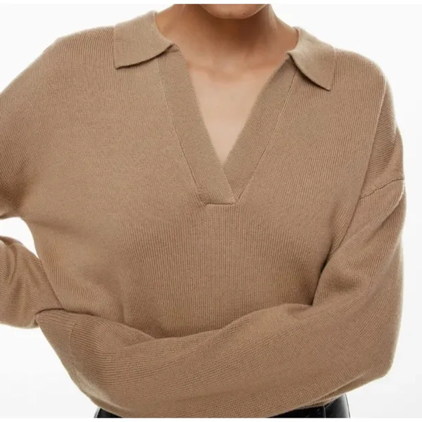 Wilfred Aritzia Clara Merino Wool Waist Sweater Womens Size XXS Brown Pullover - Image 2