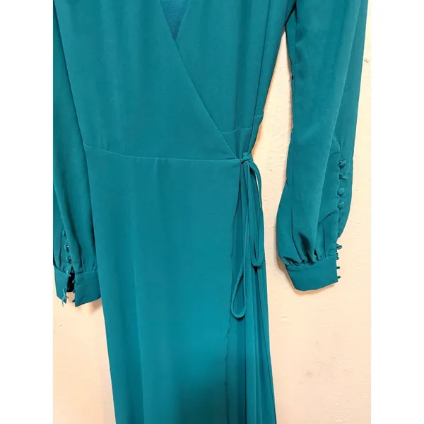Lulus Teal Green Long Sleeve Wrap Maxi‎ Dress Size Small READ - Image 2