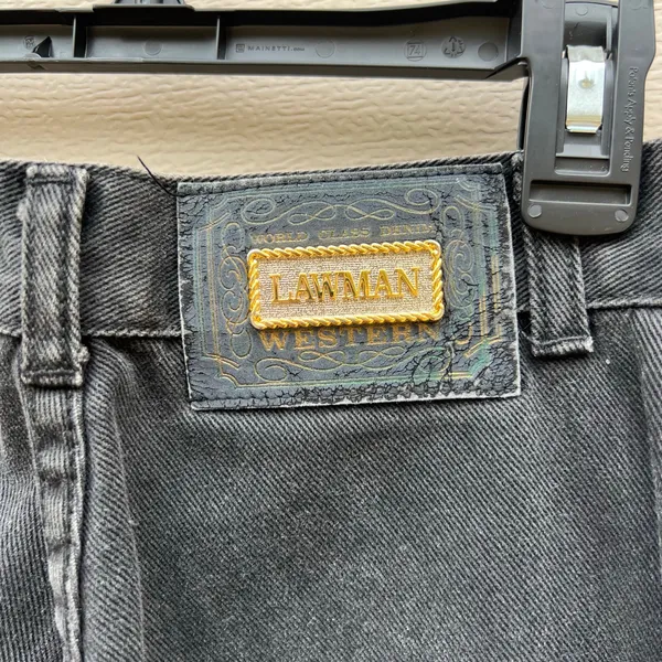 VTG Lawman Bareback Western Jeans High Rise Relaxed Fit Side Button Black Sz 5 - Image 2
