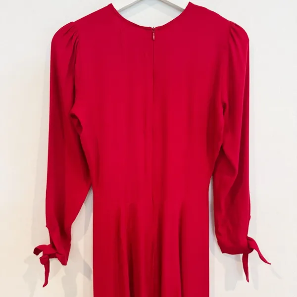 Reformation Puff Sleeve Midi Dress Size 0 Jewel Neck Flowy Office‎ Siren Elegan - Image 7