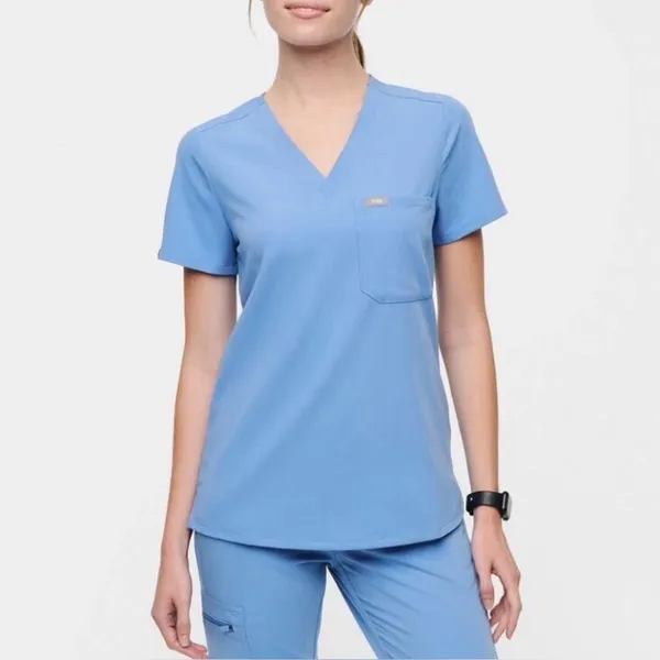 Figs V-Neck Short Sleeve Tee Figs Catarina One Pocket Scrub Top Light Blue XS - Image 10