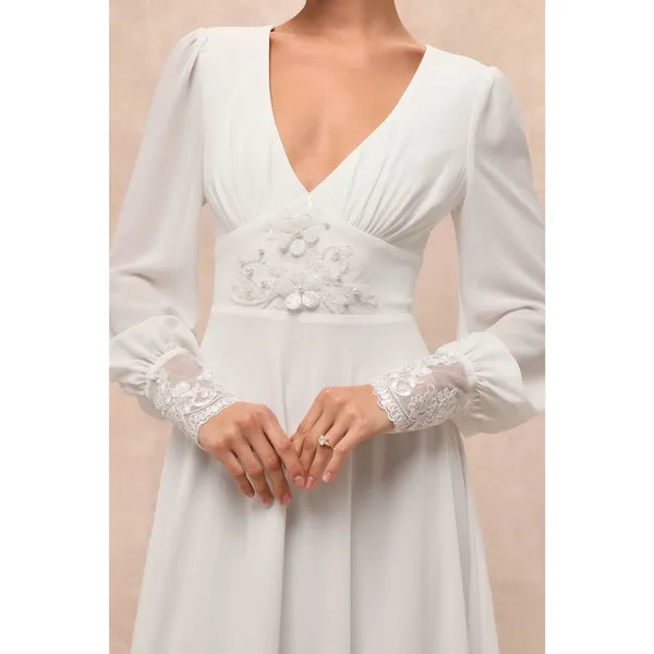 NWT Lulus Angelic Adoration White Backless Maxi Dress Wedding Bridal Bride Sz M - Image 7