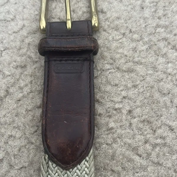 Vintage COACH Belt Genuine Leather & Canvas Men’s Belt 3771 Tan Size 38 - Image 3