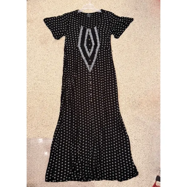 O'Neill Cynthia Vincent Camara Caftan Embroidered Boho Festival Maxi Dress S - Image 5