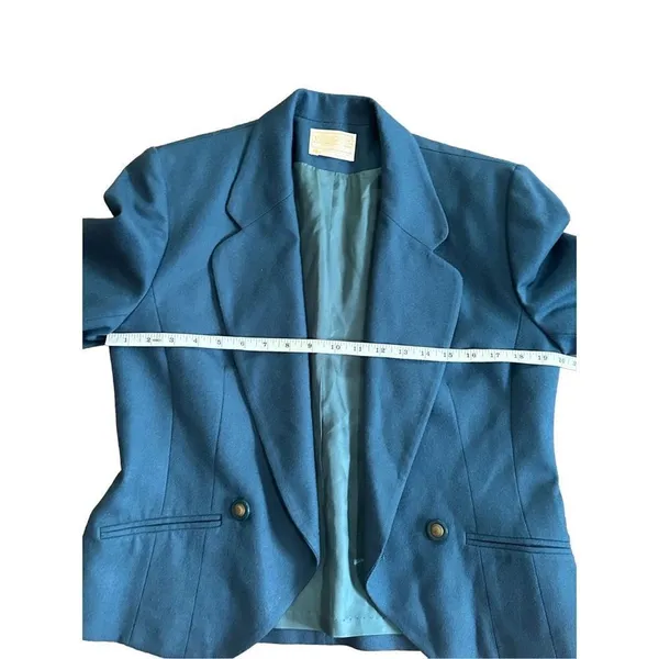 Pendleton Teal 100% Virgin Wool Short Blazer womens Sz‎ 6 1 button closur… - Image 4