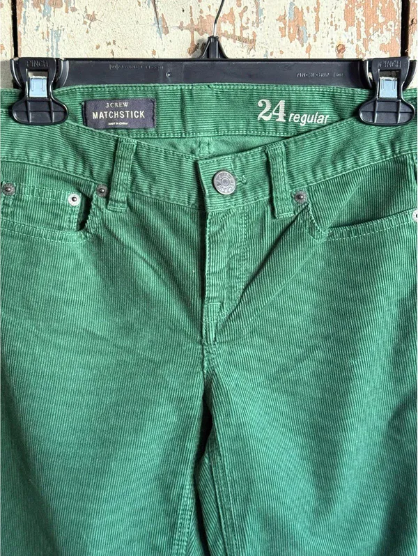 J. Crew Matchstick Green Corduroy Pants, Womens size 24 regular - Image 2