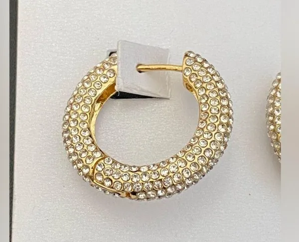 New Baublebar Carina Gold Pavé Crystal Encrusted Huggie Hoops earrings - Image 6